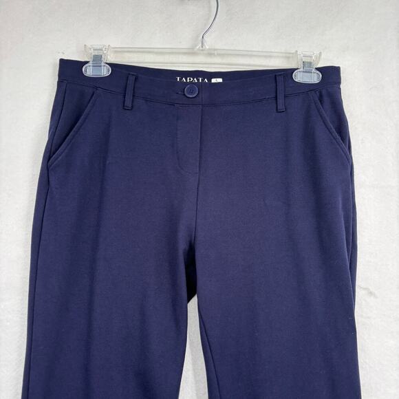Tapata Pants Womens Size L Navy Blue Straight Leg Pull On Ponte Knit Stretch - Picture 2 of 9